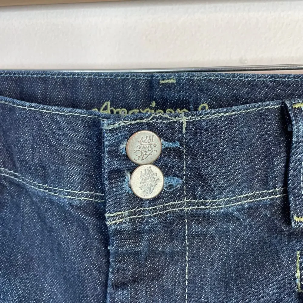 American Eagle Vintage Y2K Mid Rise Wide Leg Flare Trouser Jeans Dark Wash 14